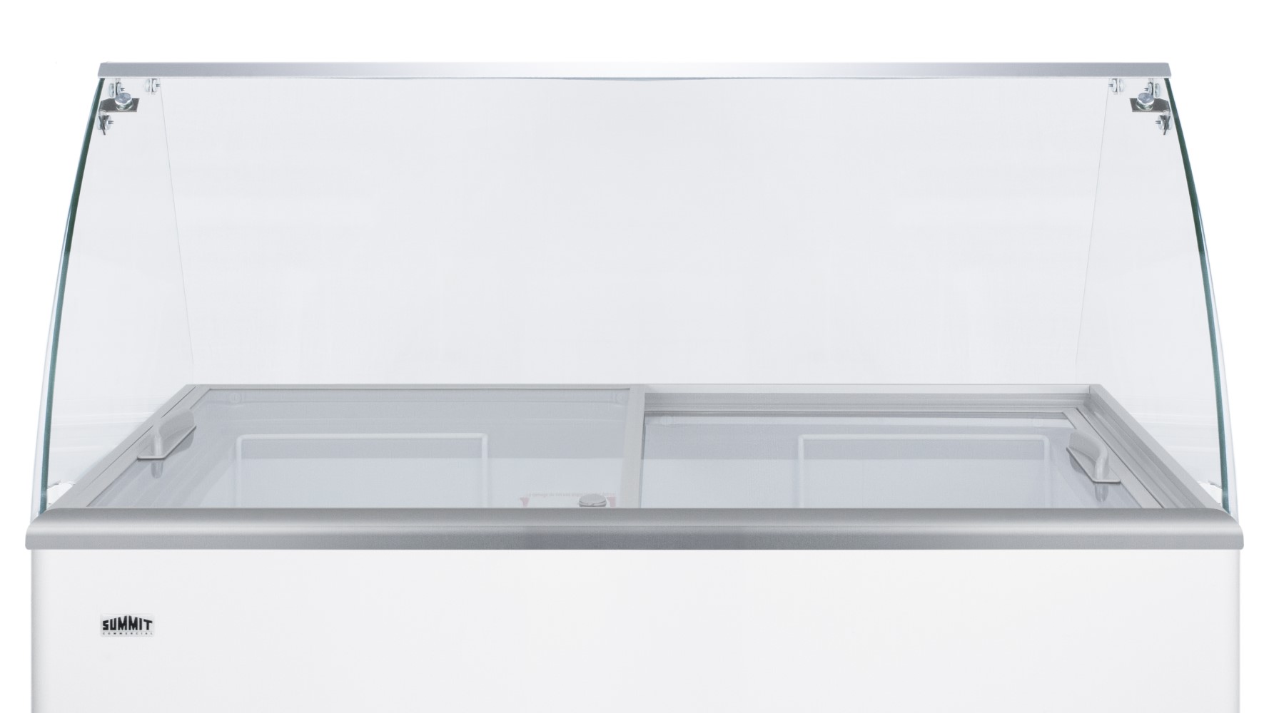 Curved glass sneezeguard kit for installation on NOVA53 ice cream freezer